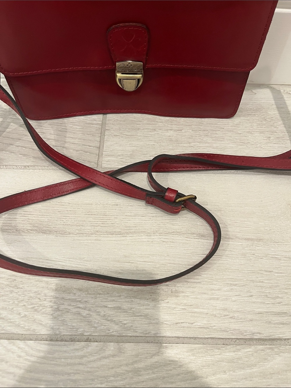 Patricia Nash Leather Crossbody Bag-Cherry Red-Gorgeous!!! - Picture 6 of 15